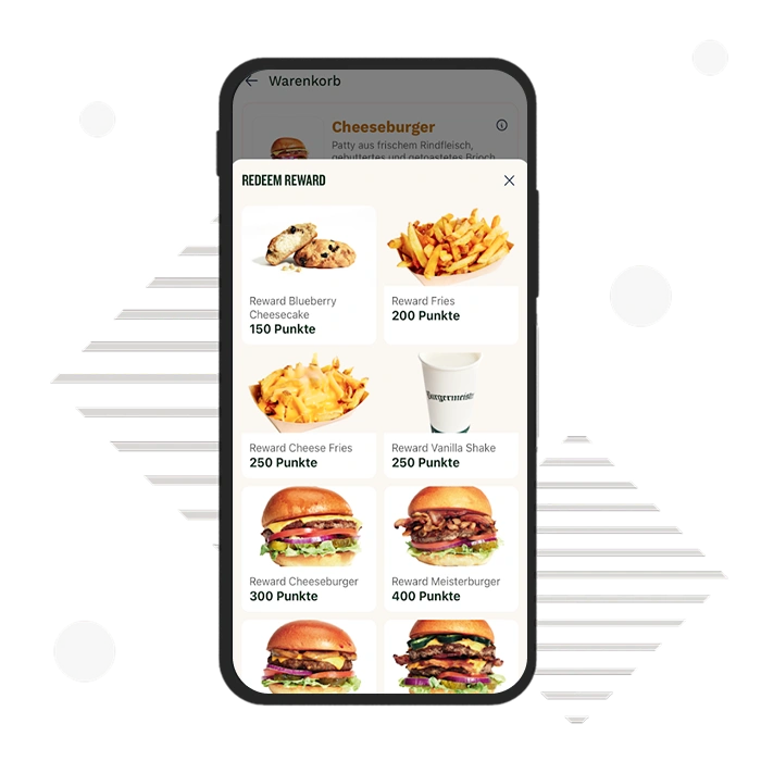 Burgermeister Mobile App goals and achievements screen