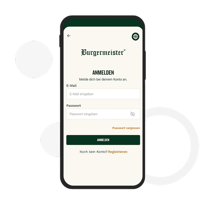 Burgermeister Mobile App overview screen