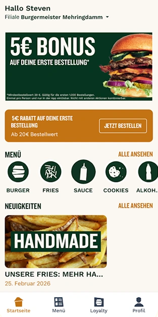 Burgermeister Mobile App screen 1