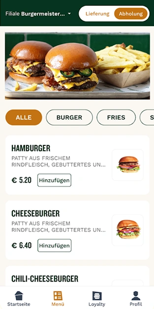 Burgermeister Mobile App screen 2