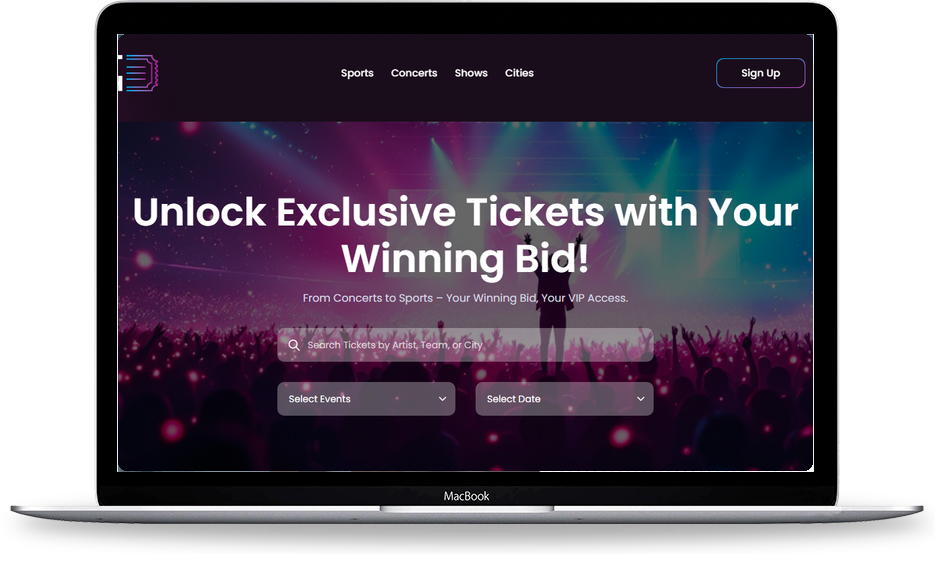 Ticket Dash search and categories website screen