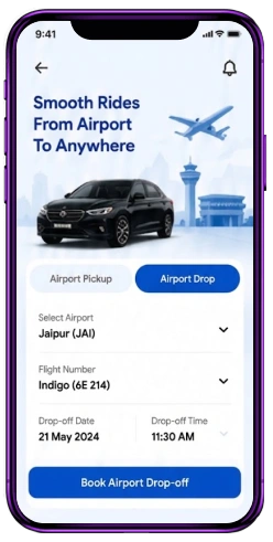 Airport car rental app mobile interface