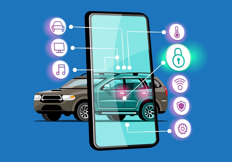 Custom car rental application development illustration