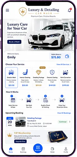Luxury detailing car wash app