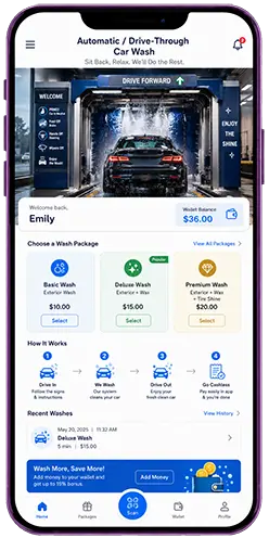 Automatic drive-through car wash app