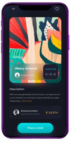 NFT Marketplace Platform Mobile Screen - Digital Assets Trading