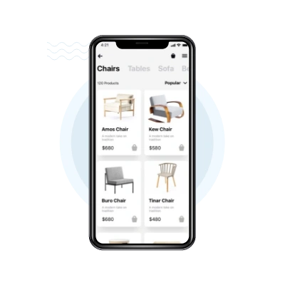 Marketplace App User Panel Interface - Browse and Shop Features