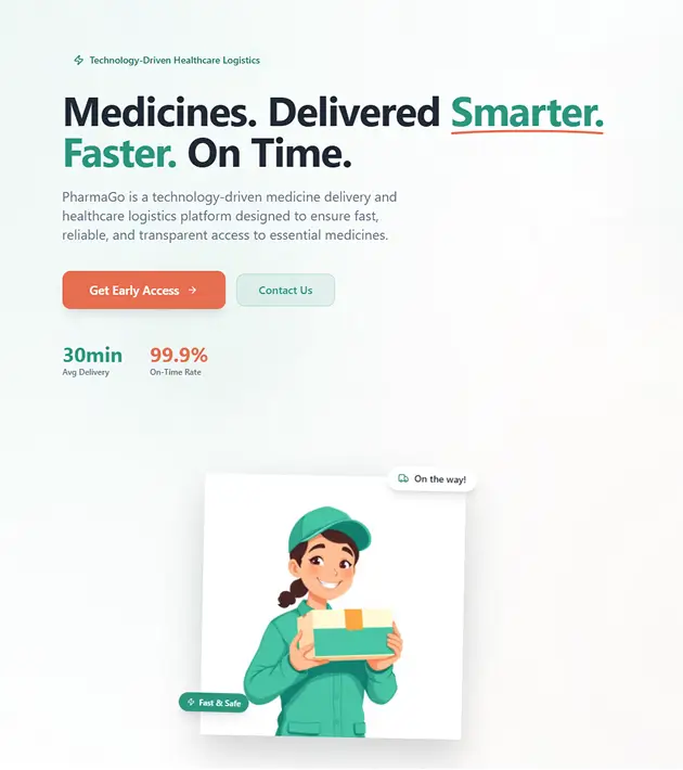 Pharma Go on-demand medicine ordering and delivery platform