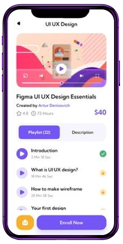 Smartphone mockup showing subject-specific tutoring application