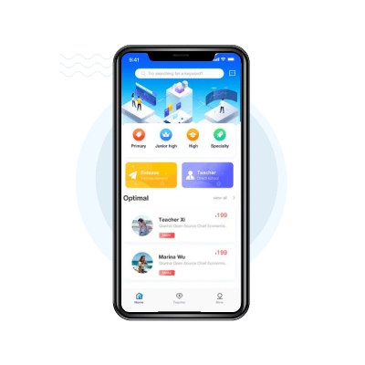 Student panel interface for a tutor app with profile, courses, tests, and video consultation