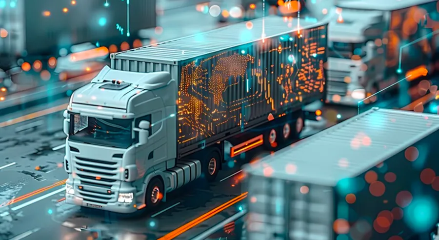 Truck with live telematics data overlay for fleet monitoring