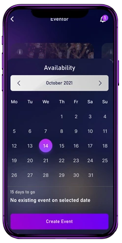 Event ticketing app mobile screen mockup &mdash; booking and registration