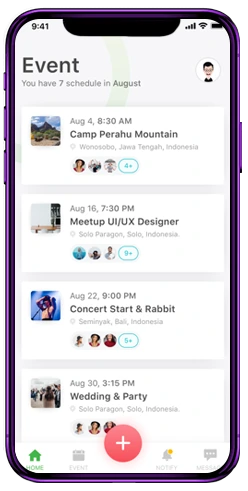 Event schedule app mobile screen mockup &mdash; calendars and recurring events