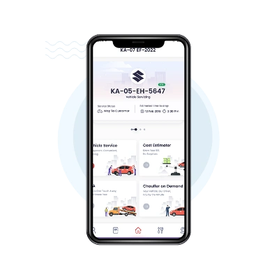 User panel interface mockup for door-to-door car service mobile app