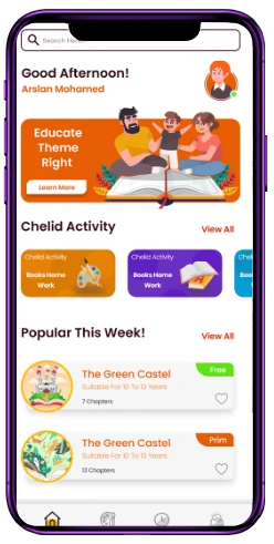 Smartphone mockup showing offline kids learning application