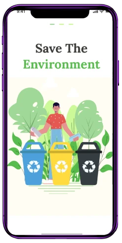 Smartphone mockup showing environmental education app for children