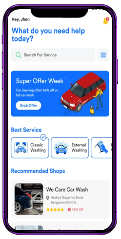 Illustration for on-demand car wash app development